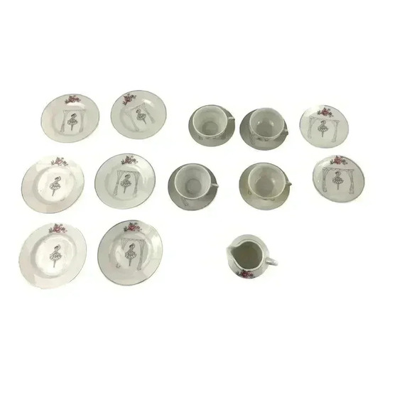 VTG Lot of 17 Child's Tea Set Japan Lady Ballerina Tea Set General IND NY - Picture 1 of 14